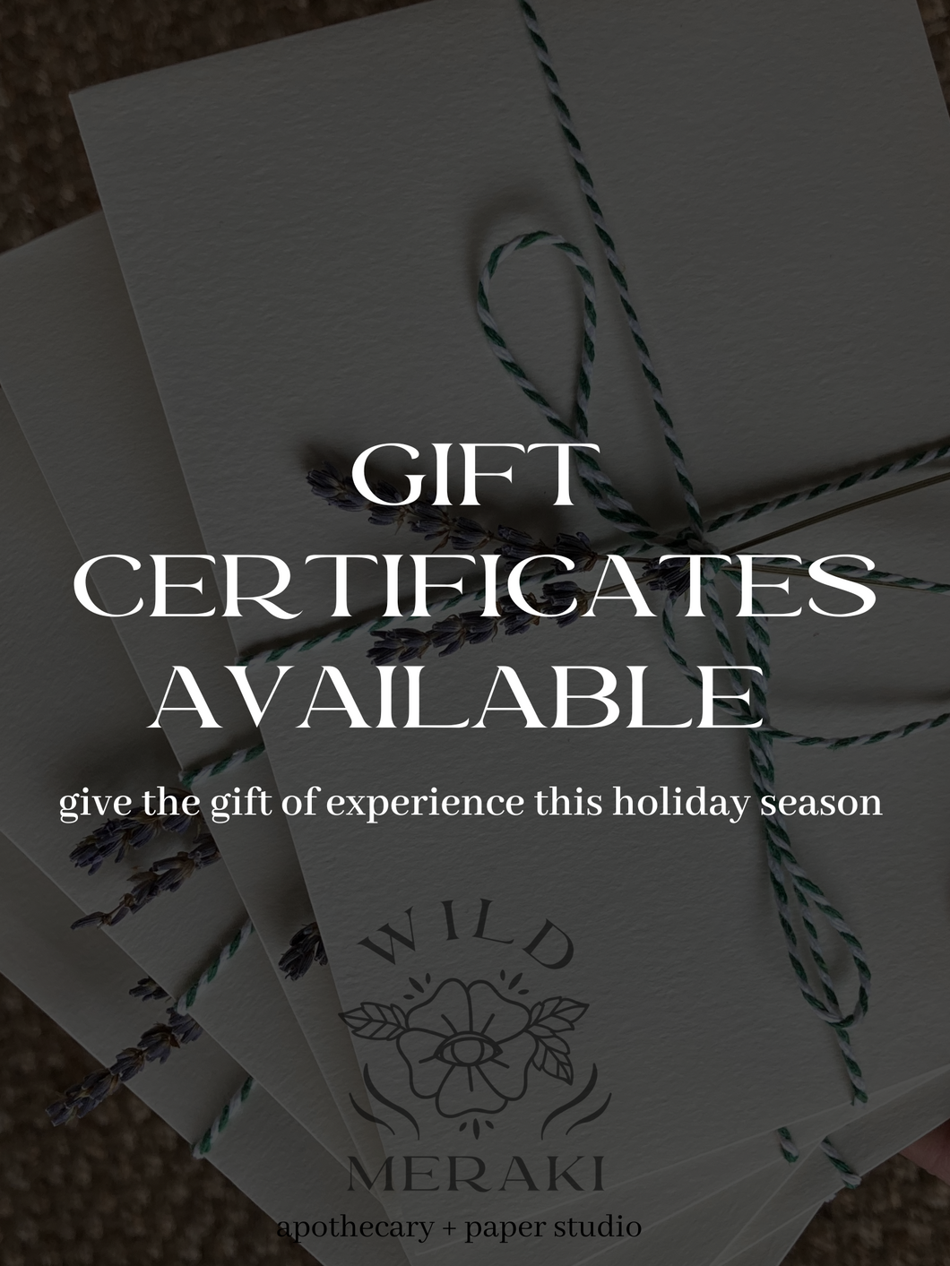 Private Workshop Holiday Gift Certificates!