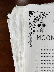 2025 Moon Phase Calendar on 12x18 Handmade Paper